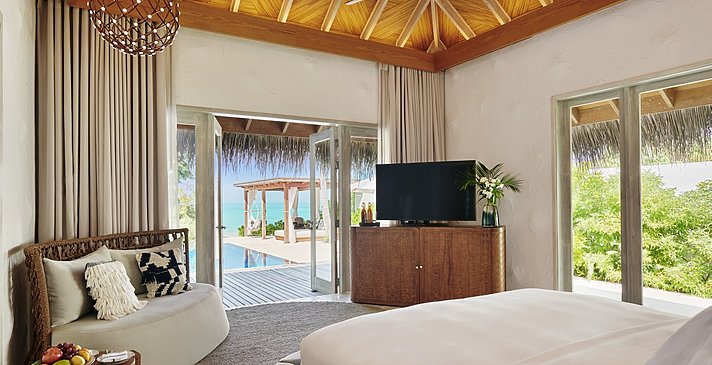 Two Bedroom Sunset Villa mit Pool Schlafzimmer - Fairmont Maldives Sirru Fen Fushi